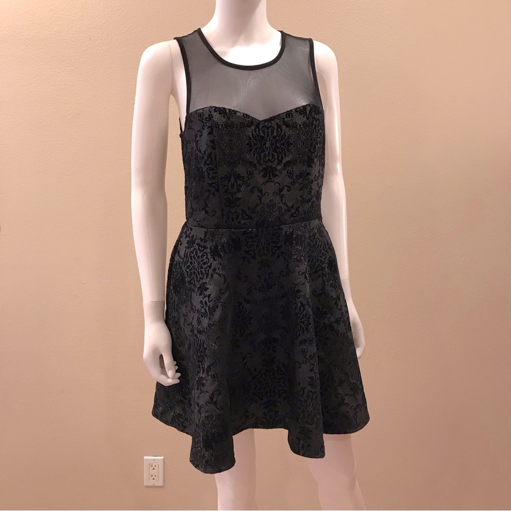 Three Pink Hearts Black Silver Formal Dress Size XL Juniors Sleeveless Fit Flare